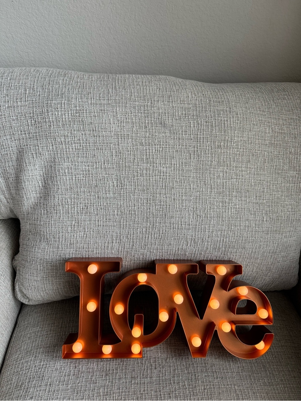 Marquee Love Sign with Warm Bulbs - Orange